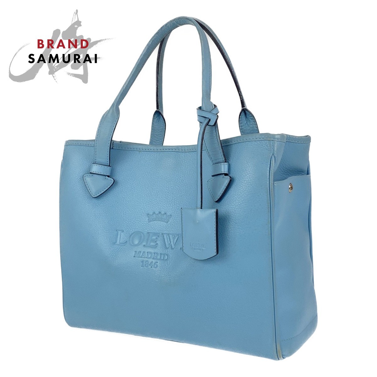 LOEWE ロエベ ヘリテージ ブルー ライトブルー レザー ハンドバッグ