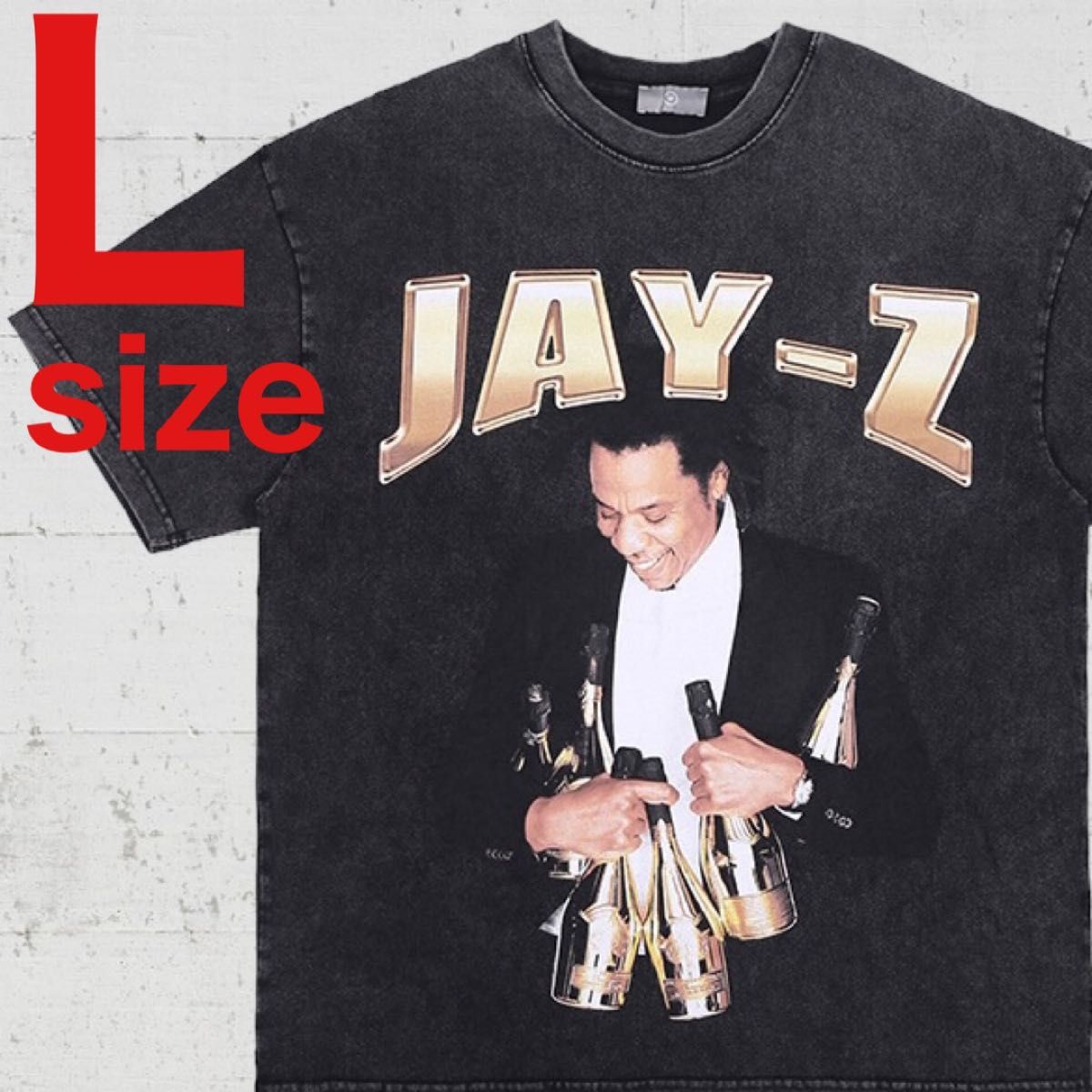 【SALE】ジェイZ　Jay-Z　ヴィンテージ加工　ラップTシャツ　ブラック　L