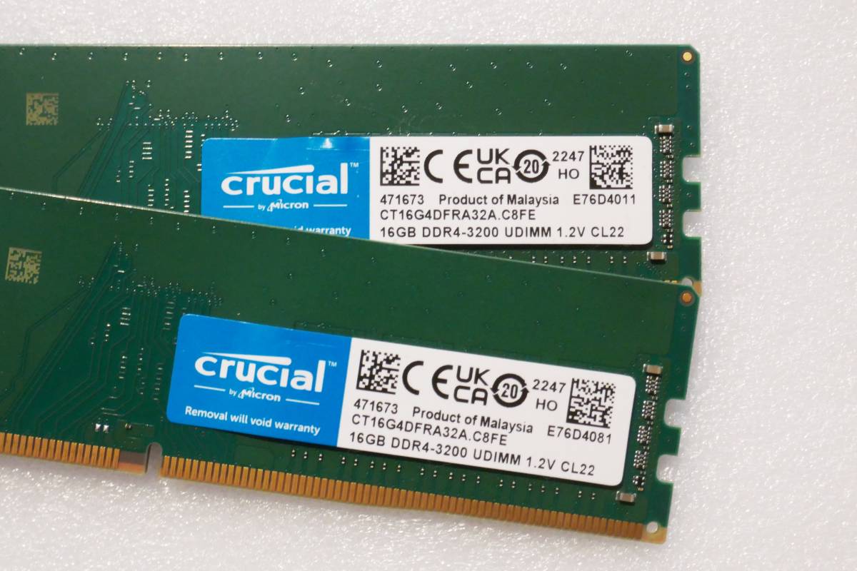 DDR4 32GBセットCrucial DDR4-3200 16GB 2本 動作確認済 メモリ | nitto.osaka.jp
