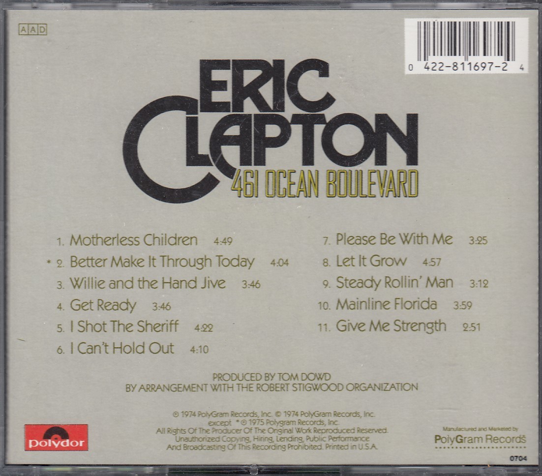 Eric Clapton/461 Ocean Boulevard 輸入CD状態良好_画像2