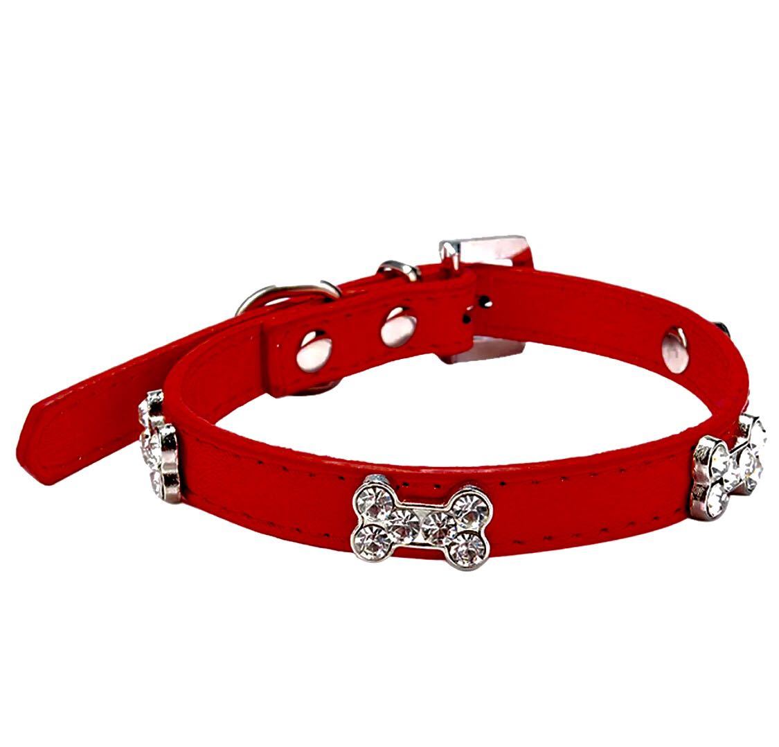  dog necklace S stylish lovely small size dog Swarovski red red outing crystal walk dog for 