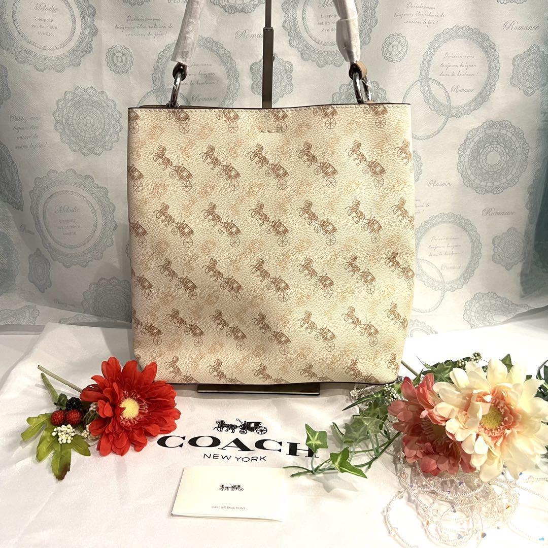 COACH コーチ ショルダーバック シグネチャー ホワイト 馬車柄