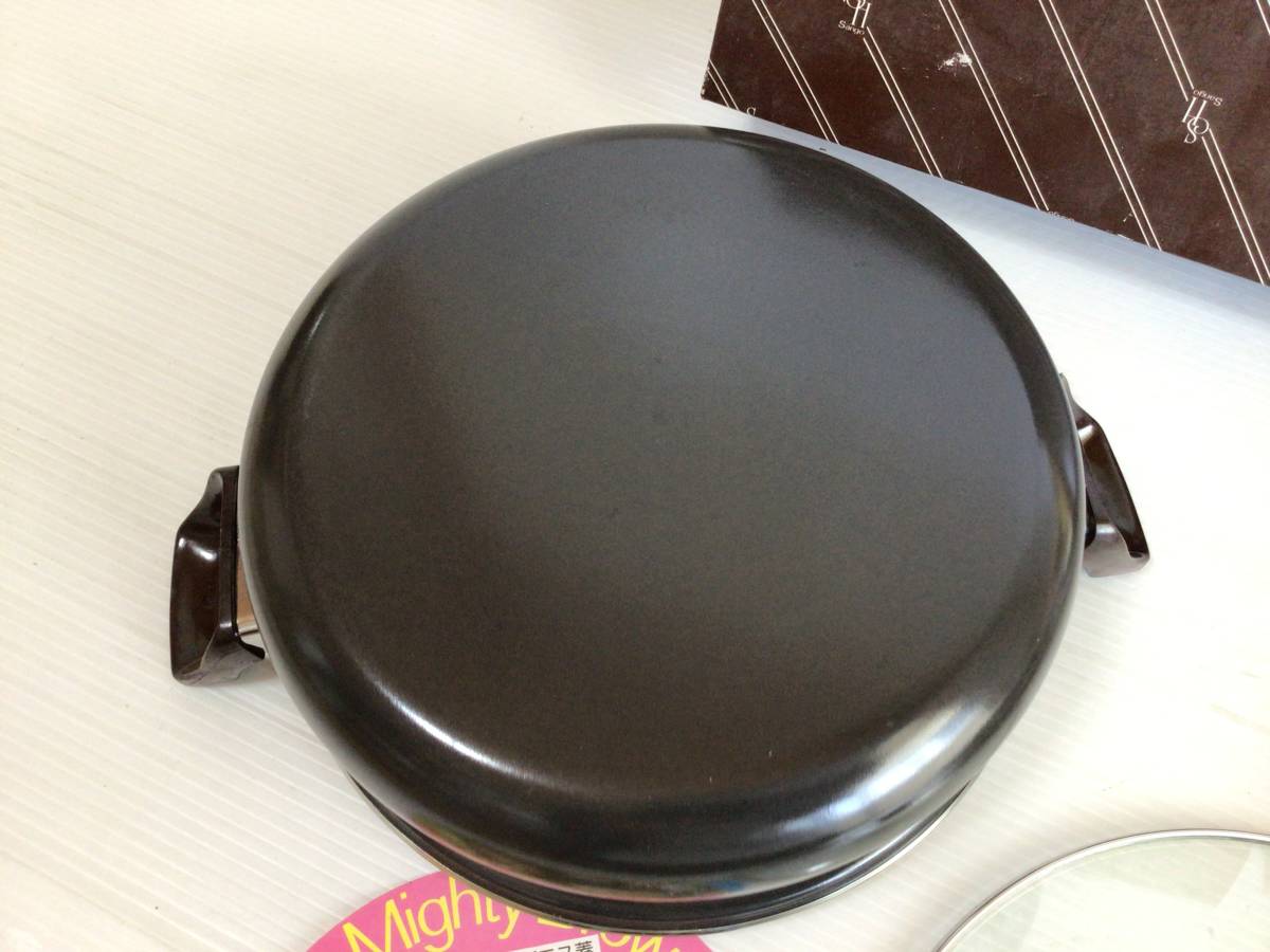 C770 together! unused saucepan set glass cover attaching inside side fluorine resin processing deep type fry pan mighty Brown all-purpose horn low saucepan 2 point set 
