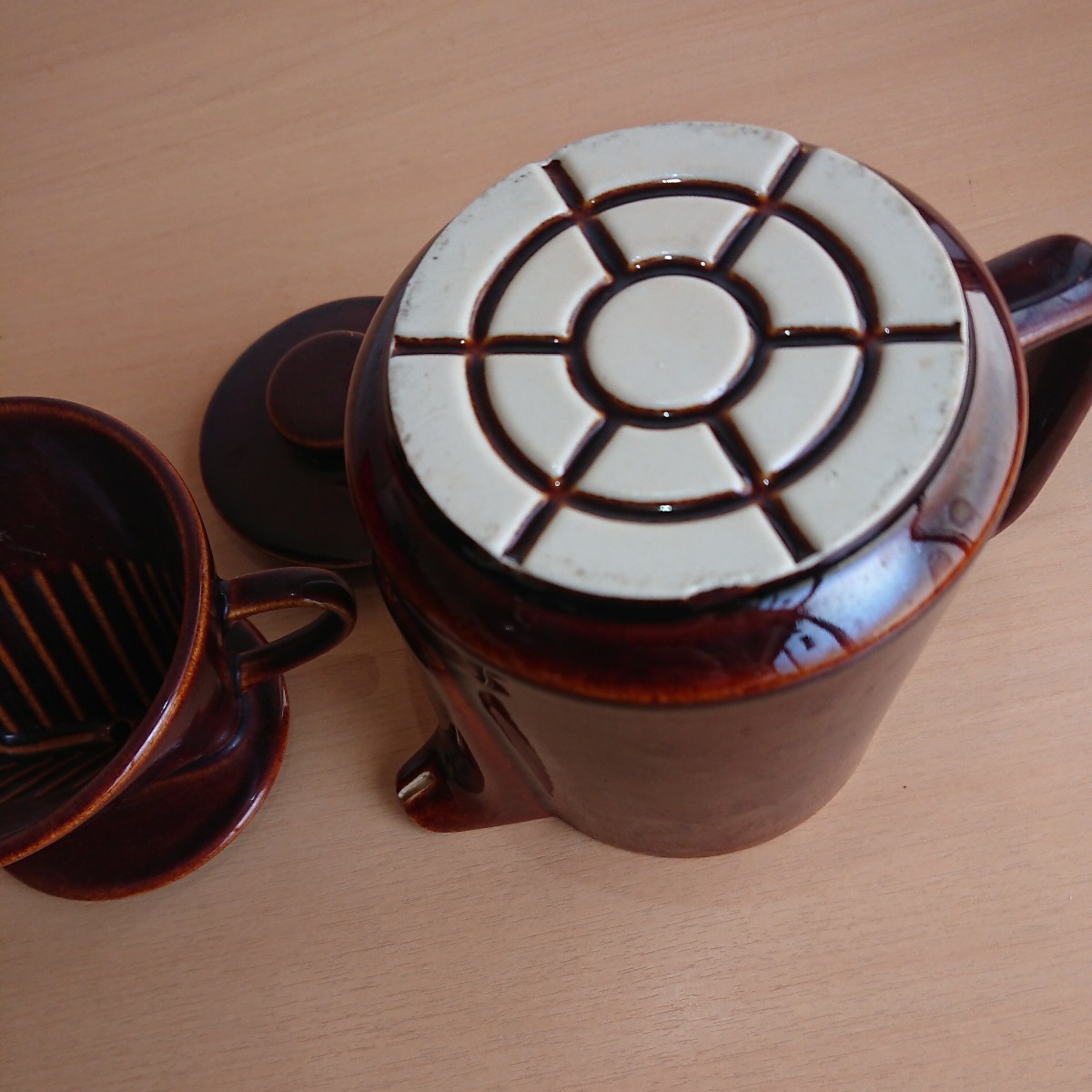 234-77 Melitta コーヒードリッパーポット 陶器 カフェインテリア レトロ 当時物_画像8