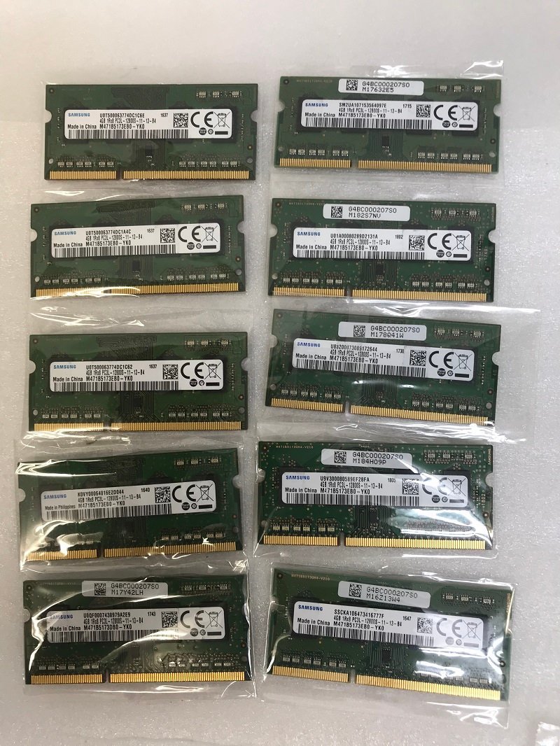 SAMSUNG 1Rx8 PC3L-12800S 4GB 10枚 セット DDR3L ノートパソコン用