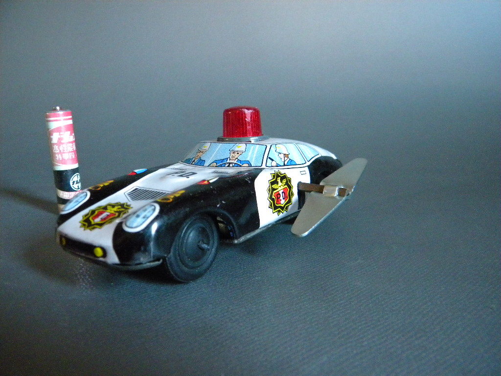 当時物 ★★PD POLICE パトカー 日本製ブリキ !! Ferrari 作動良好 Tin toy ゼンマイ走行 旧車「定形外/LP可」★★未使用 デッドストック品_画像10