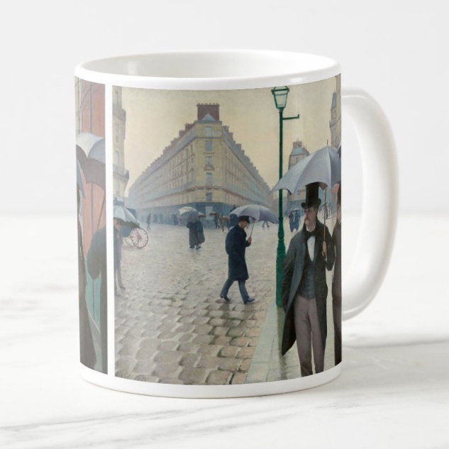 ギュスターヴ・カイユボット『 パリの通り、雨 』のマグカップ　_見本写真１（トリミングあり）