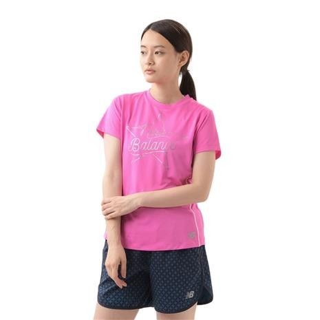 新品 ニューバランス かわいい半袖Tシャツ トレーニング ピンクMサイズ