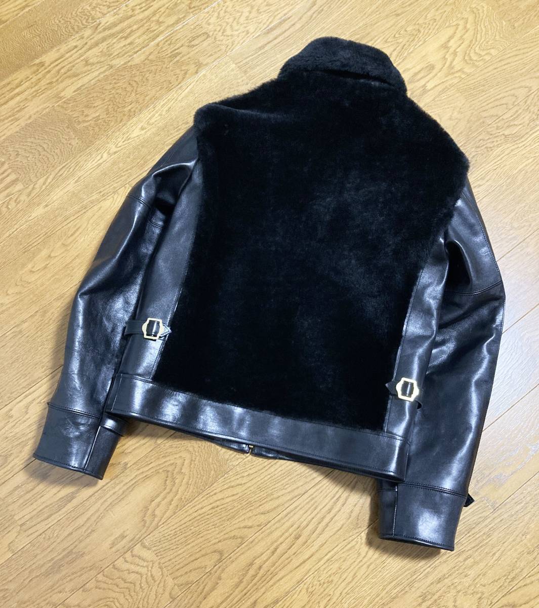 [The Flat Head].297,000 Horse Hyde × sheep mouton Grizzly leather jacket 40 bear Jean horse leather sheep leather MJ-002 Flat Head 