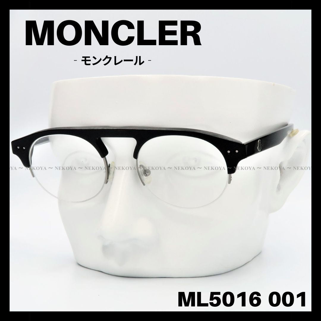 MONCLER　ML5016 001　メガネ フレーム　ブラック　ハーフリム　モンクレール