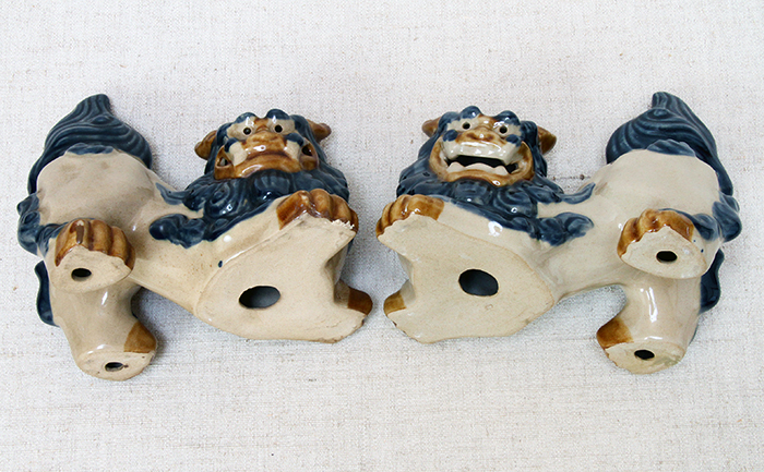 1170/沖縄陶器・民芸品・獅子 置物 一対・美品_画像9