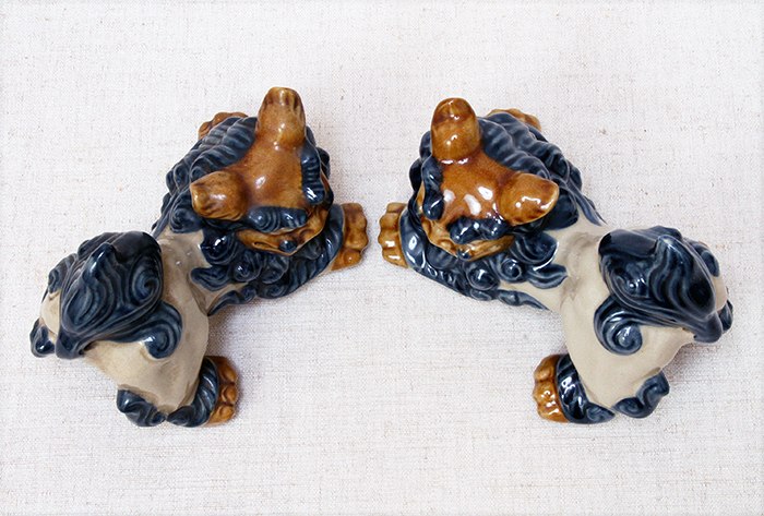 1170/沖縄陶器・民芸品・獅子 置物 一対・美品_画像5