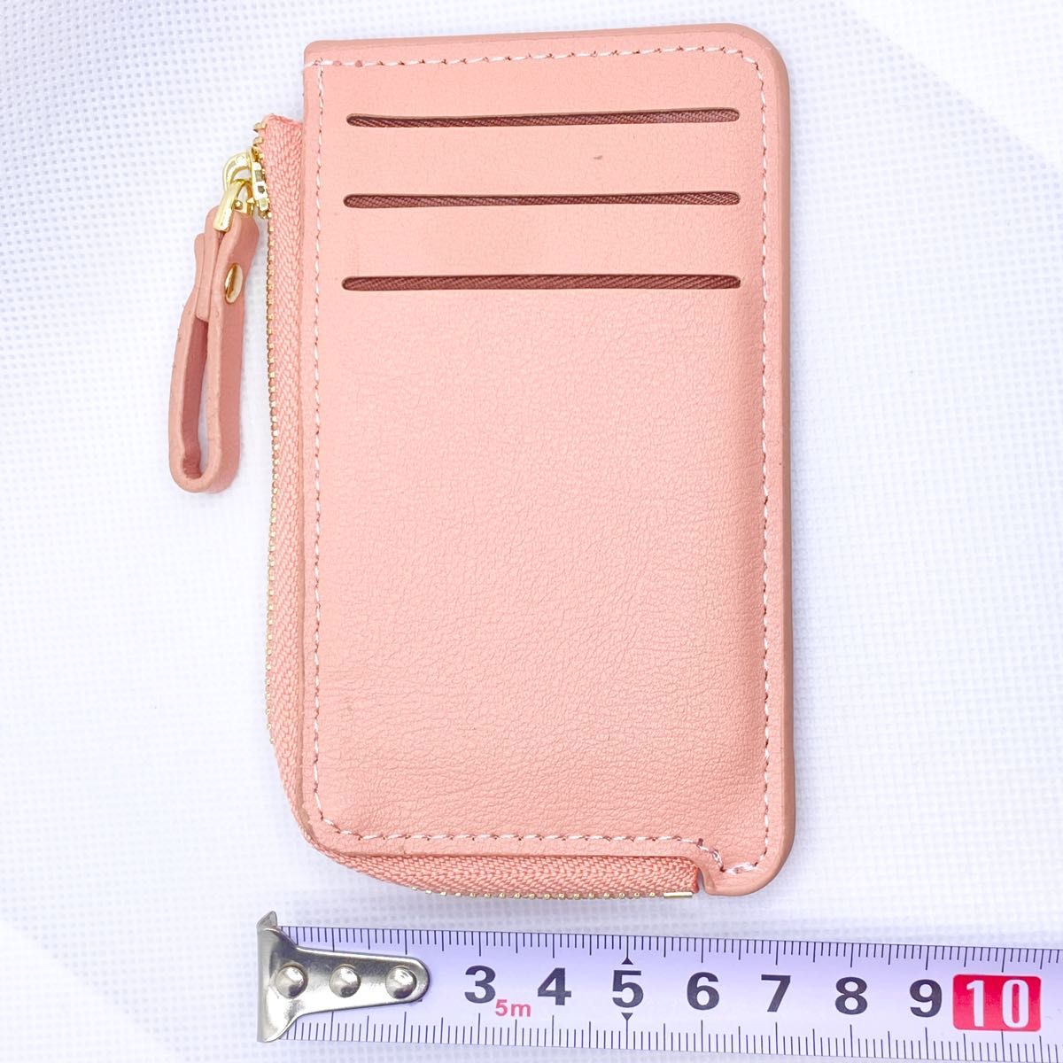 （未使用）薄型　小銭入れ　カードケース　L字 ファスナー 財布 コインケース ピンク　フラグメントケース