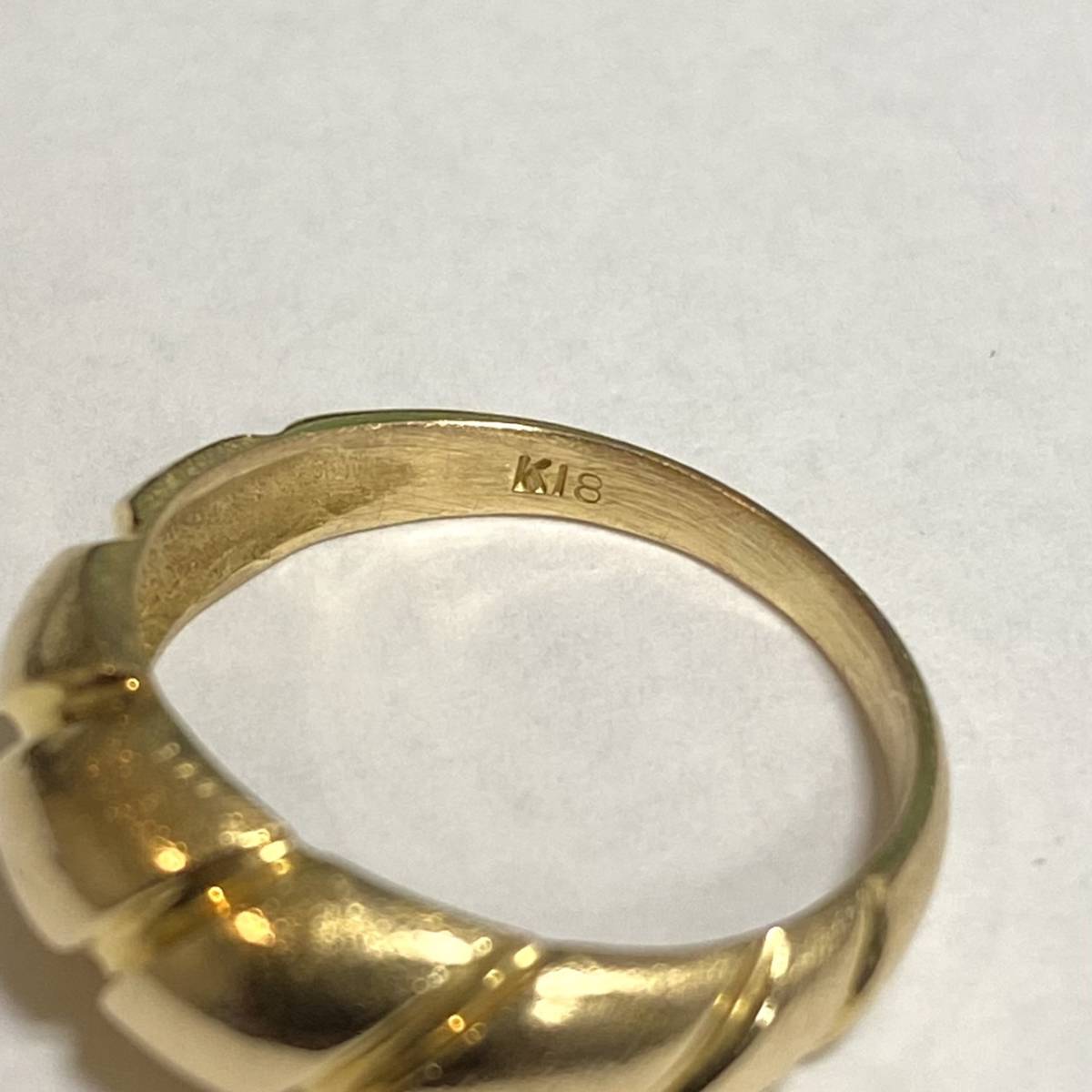 第一ネット K18 ゴールドデザインリング 10~11号 3.6g 指輪