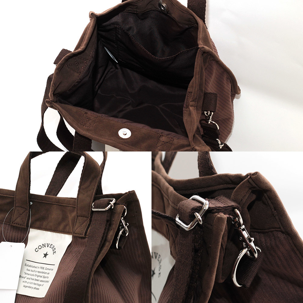 スクエア トートバッグ ショルダーバッグ CONVERSE コンバース CORDUROY SQUARE 2WAY TOTE ライトブラウン 70074200-72 USA ブランド