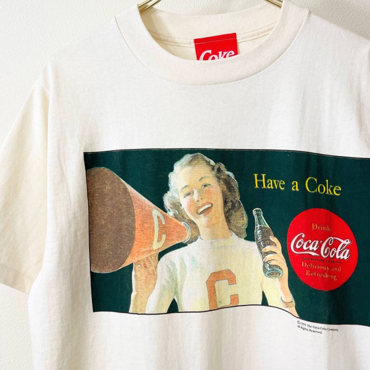 希少《 Dead Stock / Made in USA 》90s デッド【 Coca Cola コカコーラ アメリカ製 丸胴 ビンテージ オフィシャル 50s 広告 Tシャツ L 】