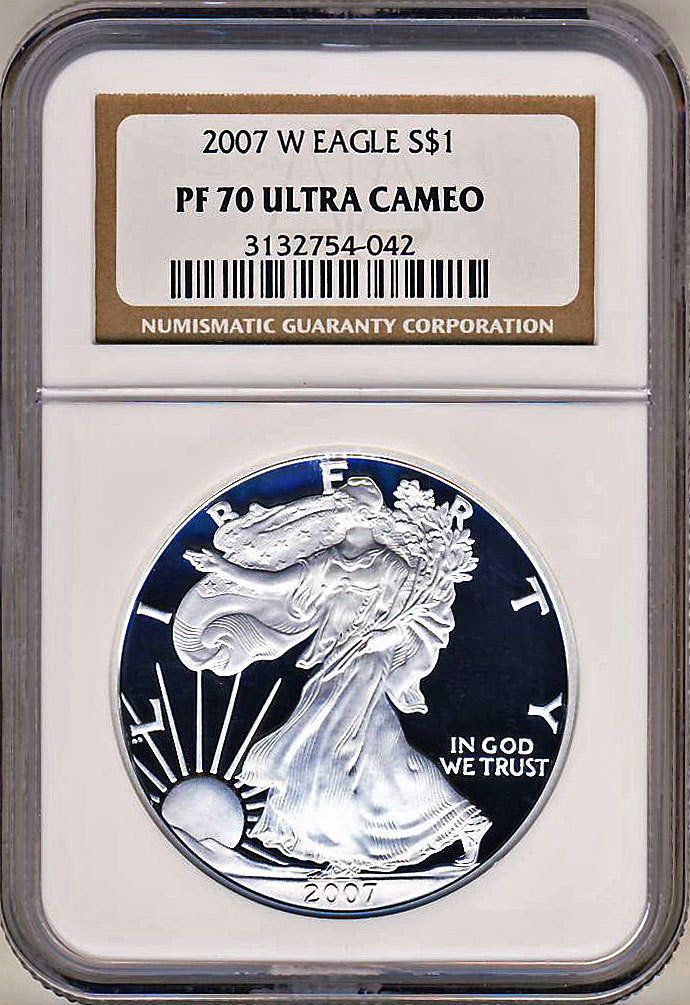 ●アメリカ 2007年W NGC PF70UC イーグル銀貨