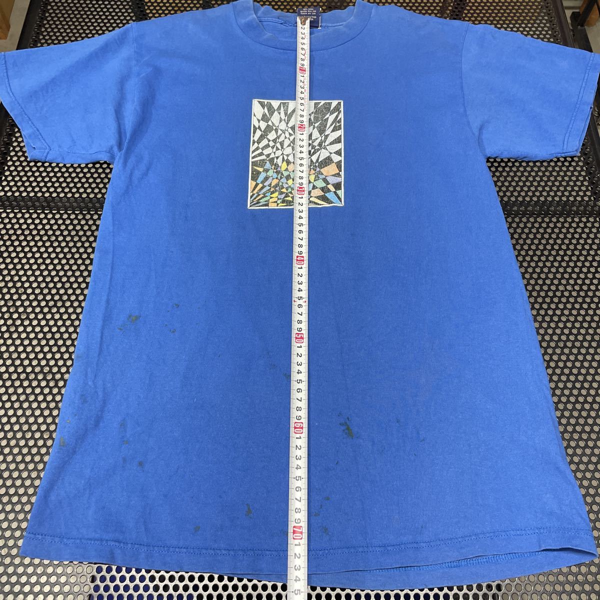 USA製 90s ボルコム volcom 半袖 プリントTシャツ 青 ブルー Lサイズ 汚れあり（洗濯済み オールド_画像4