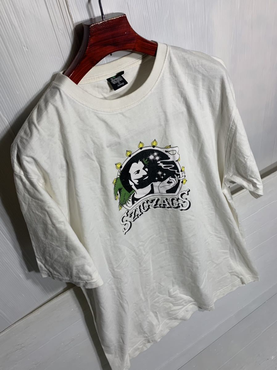 dope! clothings ドープ　ZIGZAG アメリカ巻きタバコ　ジグザグマン　スモーキング　半袖　Tシャツ　白　XL ホワイト_画像8