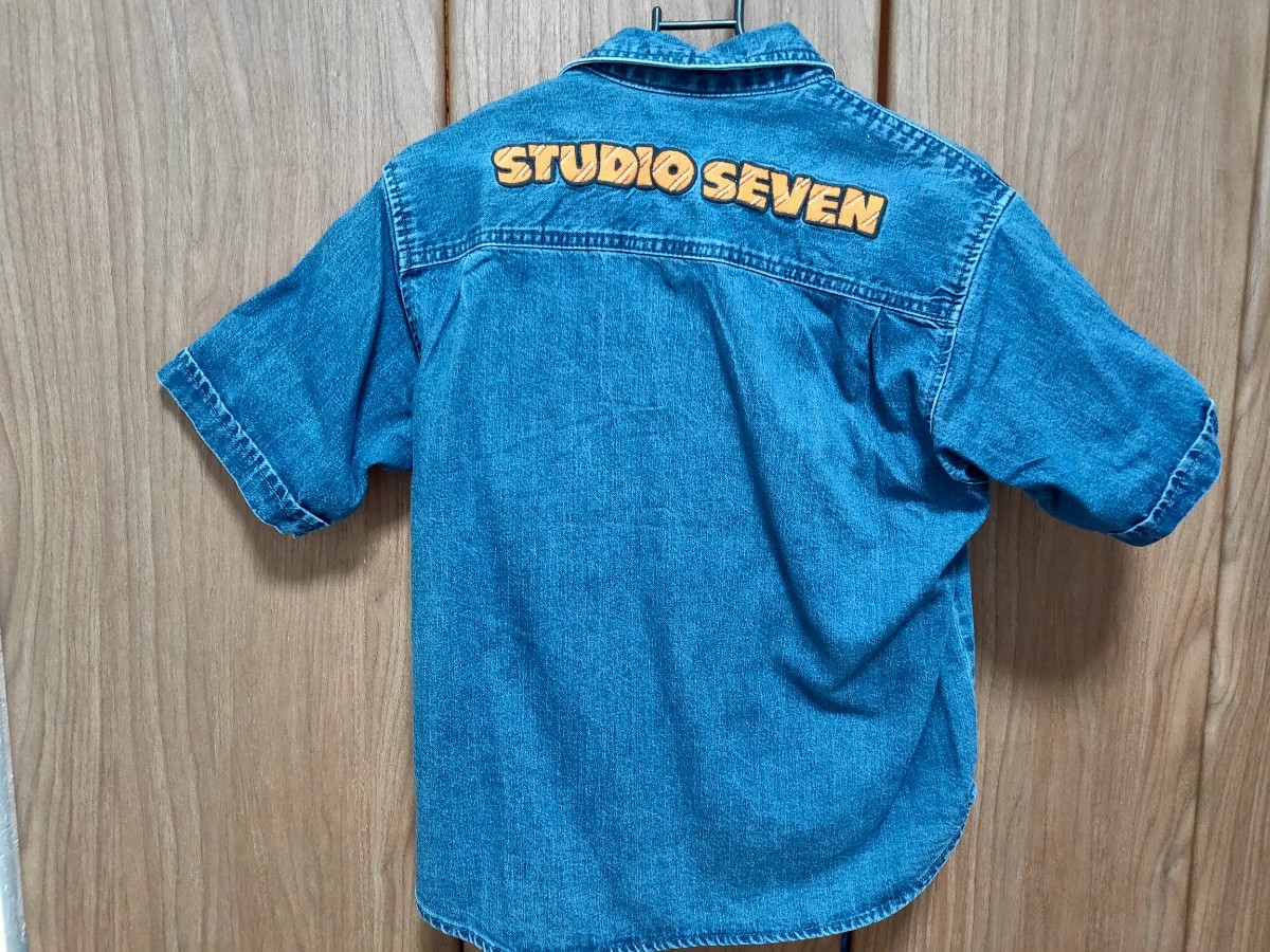 【送料無料】タグ付き ジーユー GU スタジオセブン STUDIO SEVEN 半袖 デニムシャツ NAOTO EXILE 三代目 J SOUL BROTHERS 刺繍 キッズ 130 _画像2