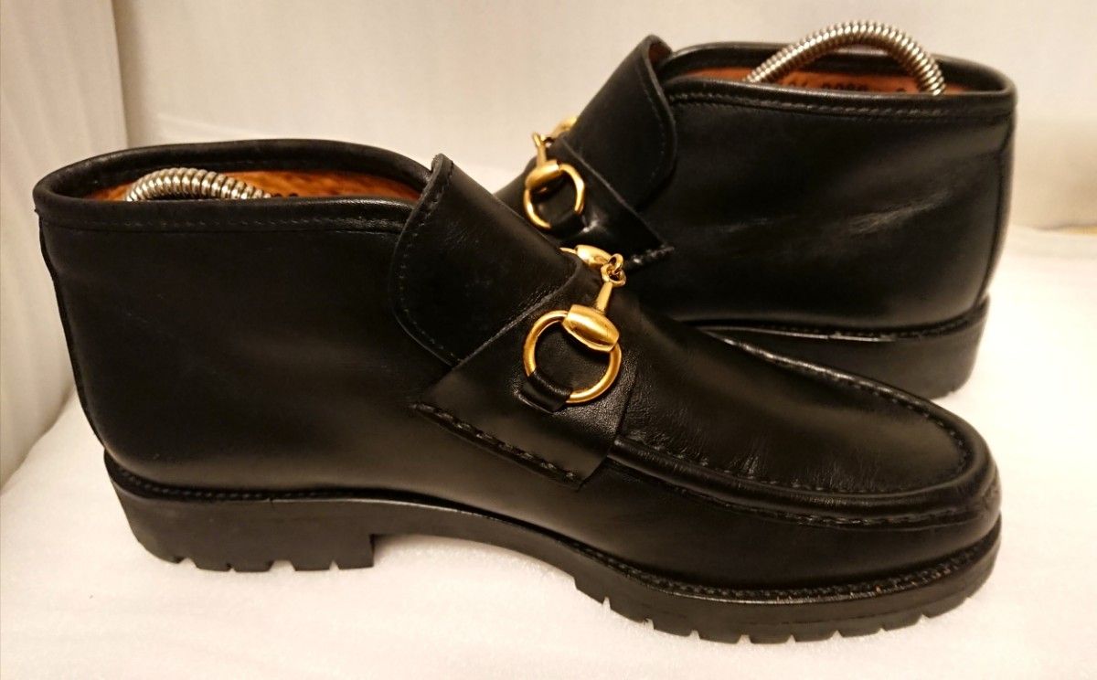 美品 GUCCI ホースビットローファー ショートブーツ 黒 37C-