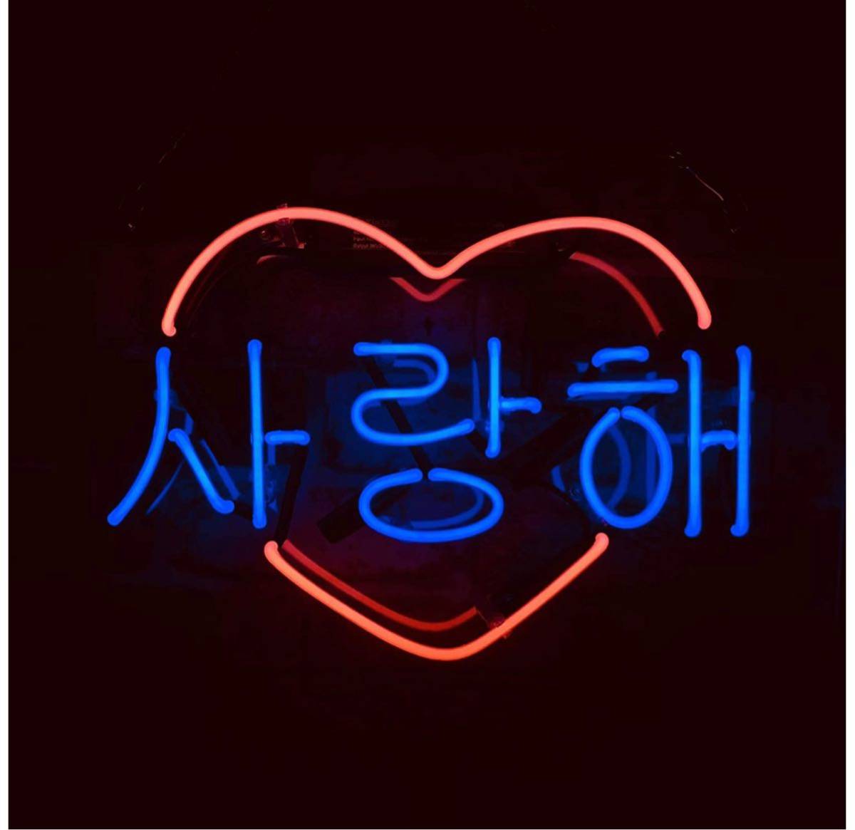 ネオンサイン、『韓国語愛してる』NEON SIGN 、ディスプレイ サインボード、ギフト、　ネオン管　オリジナル　オーダーメイド　ILOVEYOU