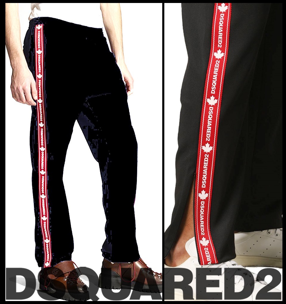 新品【 DSQUARED2 】ディースクエアード/20-21AW/Gym Fit/艶感◎目を奪われるサイドロゴテープジャージーパンツM/78-98cm相当/S74KB0476_画像1