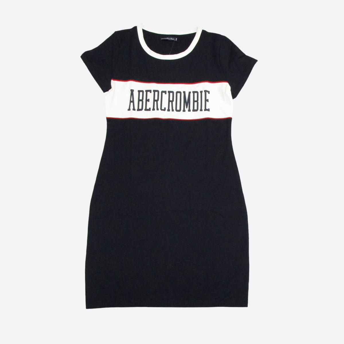 ★SALE★★Abercrombie & Fitch/アバクロ★ロゴプリント半袖ワンピース (Black/M)_画像2