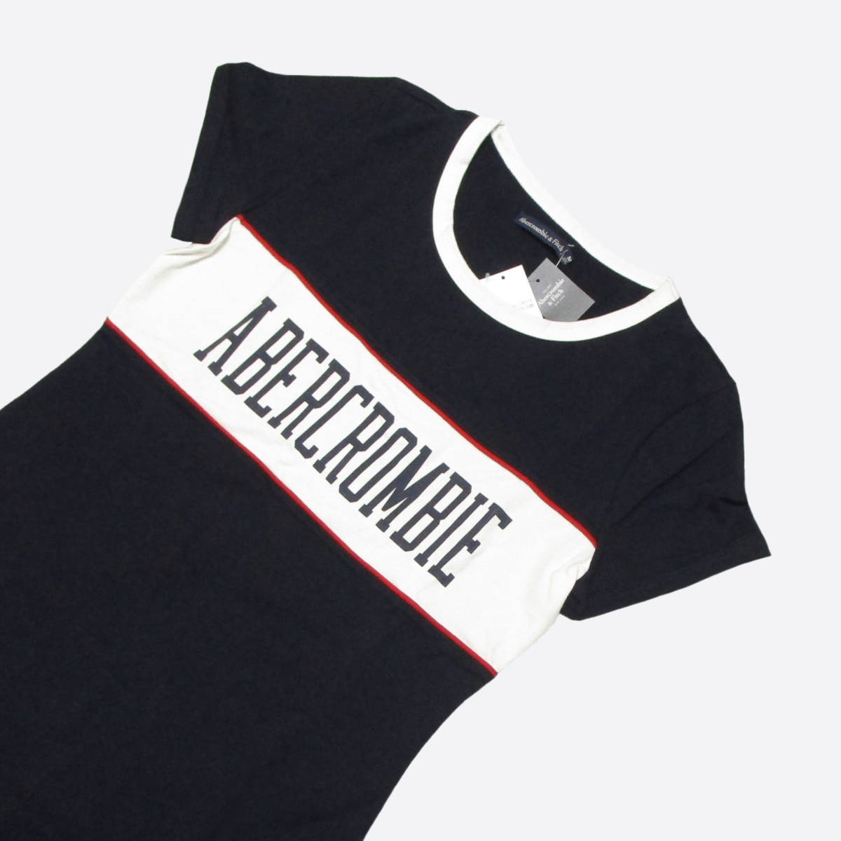 ★SALE★★Abercrombie & Fitch/アバクロ★ロゴプリント半袖ワンピース (Black/M)_画像3