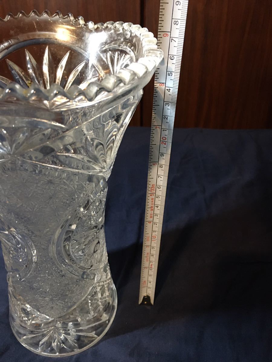 フラワーベース 花瓶 クリスタルガラス ガラス花瓶 昭和レトロ 西洋風