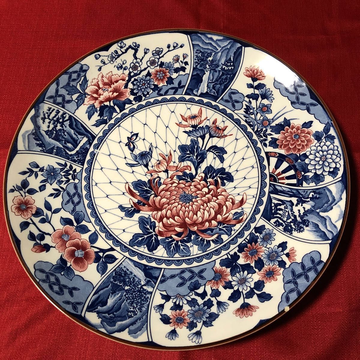 激安正規  大皿 絵皿 37㎝ 牡丹 蝶 飾り皿｜Yahoo!フリマ（旧PayPayフリマ） 工芸品