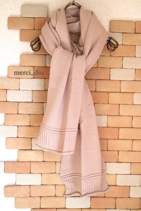  Ships SHIPS natural ivory ribbed long muffler stole cream beige springs SHIPSKhaju car ju