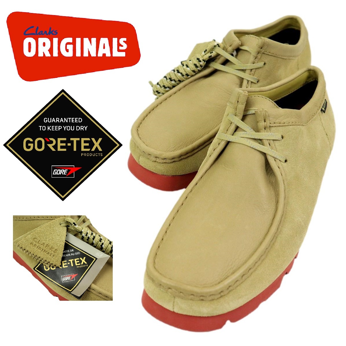 【B1798】【新品】Clarks クラークス GORE-TEX ゴアテックス ワラビー レザーシューズ vibramソール サイズUS10M 一部難有