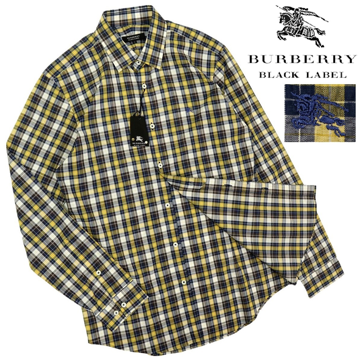 最終値下げ 【B2210】【新品】BURBERRY BLACK LABEL バーバリーブラックレーベル 長袖シャツ チェック ホースマーク ホース刺繍 サイズ2 トップス 最終値下げ 【B2210】【新品】BURBERRY BLACK LABEL バーバリーブラックレーベル 長袖シャツ チェック ホースマーク ホース刺繍 サイズ2 トップス