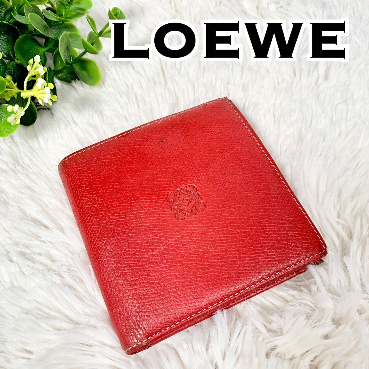 LOEWE ロエベ アナグラム 二つ折り財布 レザー レッド系 札入れ www