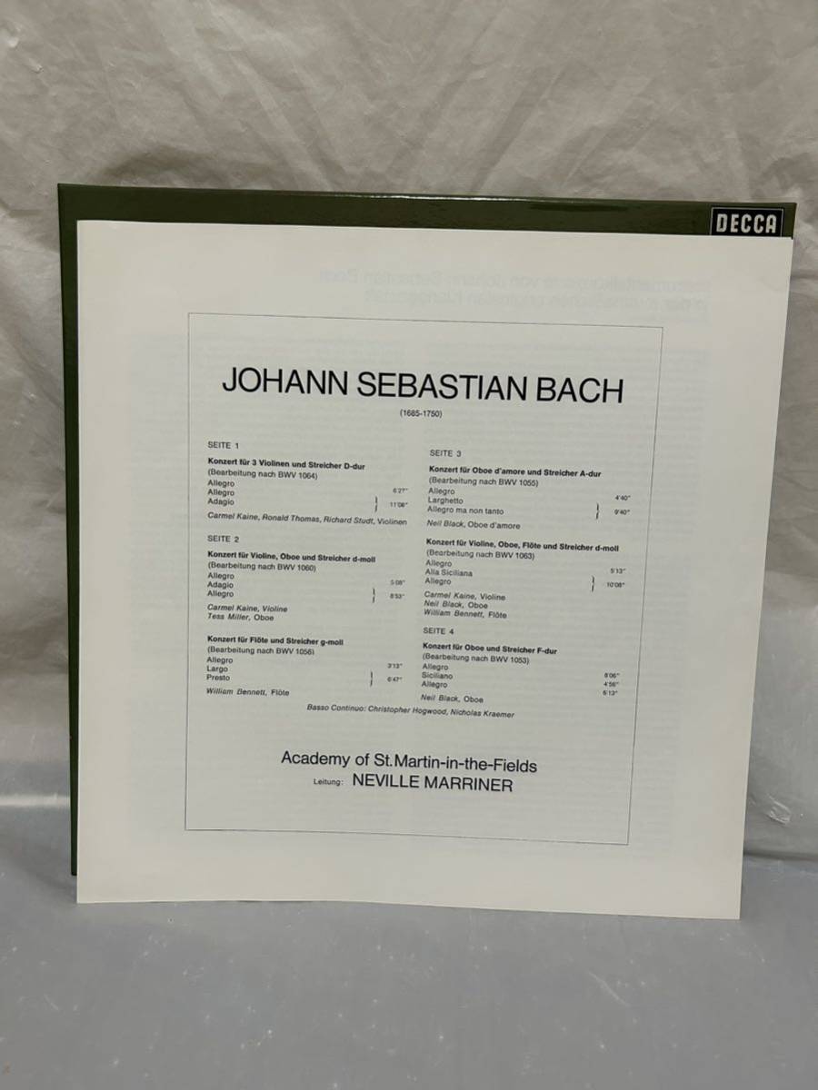 G386 LPレコード BOX ドイツ盤/バッハ Bach/Solokonzerte Violinen Flote Oboe/The Academy Of St Martin-in-the-Fields Neville Marriner_画像3
