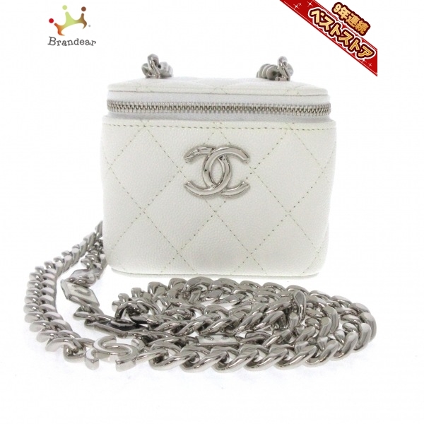 シャネル CHANEL バニティバッグ マトラッセ キャビアスキン×金属素材