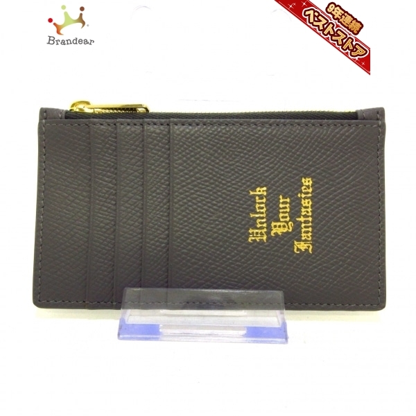 セリーヌ CELINE コインケース 10B683BSG コンパクト ジップドカードホルダー レザー ダークグレー×ゴールド 美品 財布