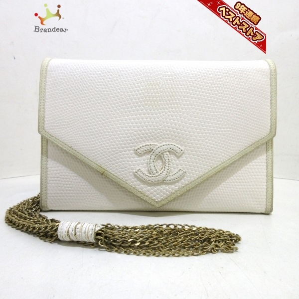 シャネル CHANEL ショルダーバッグ - リザード 白×アイボリー