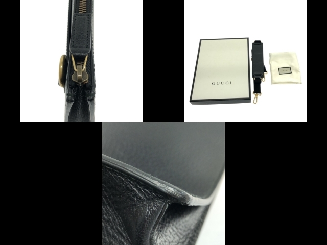 グッチ GUCCI クラッチバッグ 450976 シェリー レザー 黒 美品 バッグ