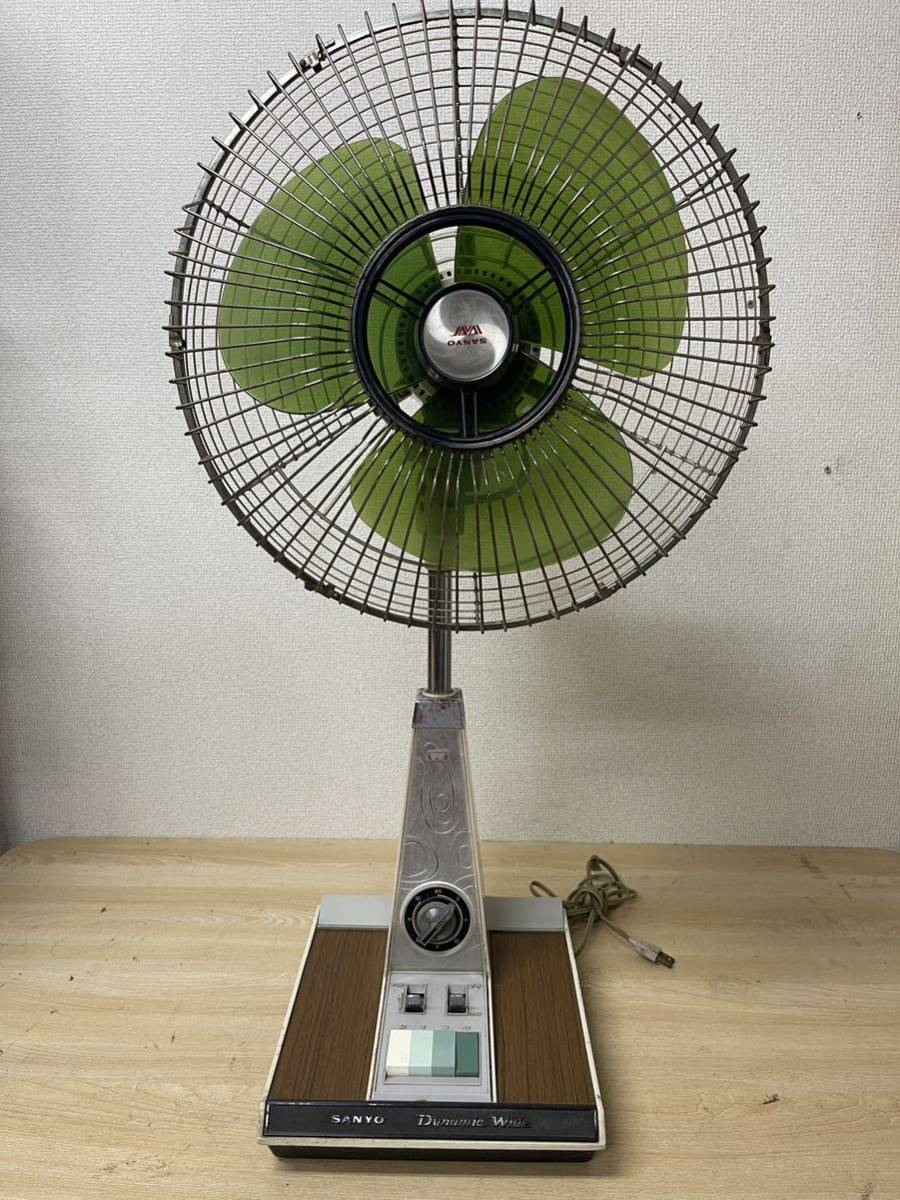 A193 SANYO サンヨー 扇風機 Dynamic Wide 緑 高さ調節可 首振り