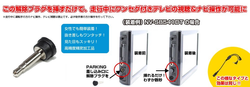 [モバイクス]パナソニック CN-GPZ600FVD ゴリラ用 ポータブルカーナビゲーションパーキング解除プラグ 走行中 テレビ視聴可能パーツ (PKP1)_画像2