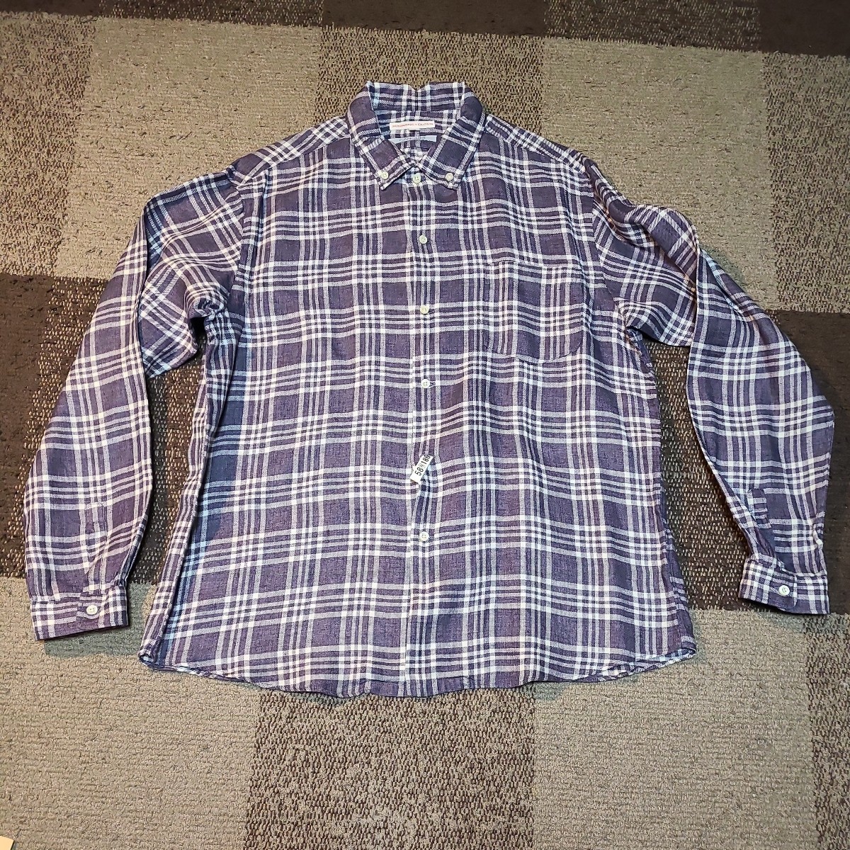 SUNSHINE+CLOUD Linen Buttondown Check Shirts size 2{ sunshine k громкий }linen кнопка n down проверка рубашка 