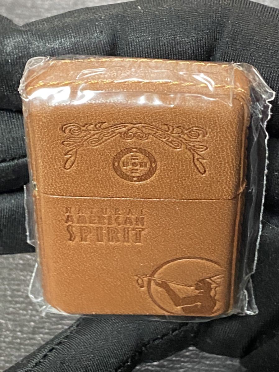 zippo アメリカンスピリット 茶 本革 限定品 希少モデル NATURAL AMERICAN SPIRIT ケース 保証書付き_画像5