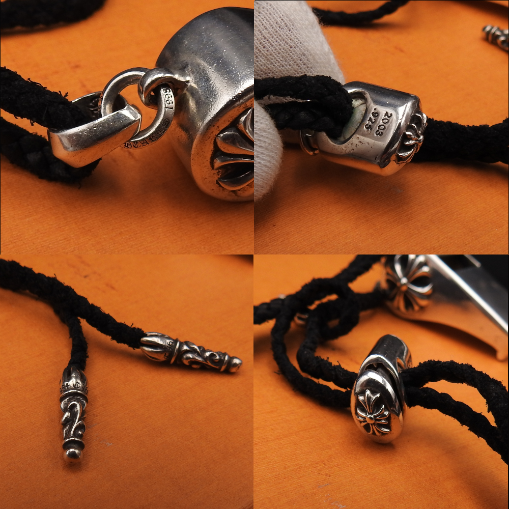 [ regular goods ]CHROME HEARTS Chrome Hearts whistle CH plus pendant top leather necklace 80.8g SILVER 925 accessory actual article or goods reality goods 