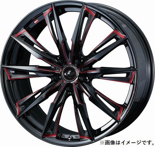 個人宅発送可能 ウエッズ Weds 19X7.5J +53 5穴 PCD114.3 BK/SC(RED) ホイール 1本 LEONIS GX レオニス・ジーエックス (39384)_画像1