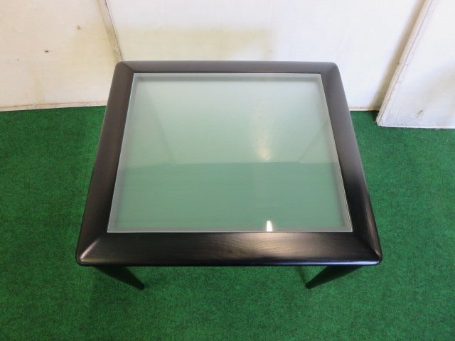 モダン ネストテーブル ガラス天板 木製(黒) 3台 (0410DI)8AT-1_画像8
