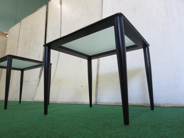 モダン ネストテーブル ガラス天板 木製(黒) 3台 (0410DI)8AT-1_画像10