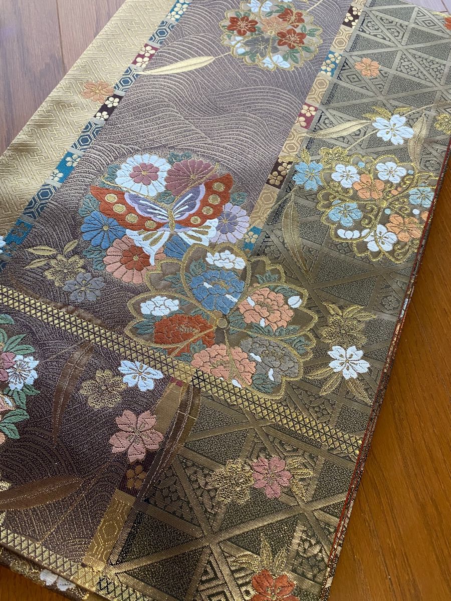 美品 袋帯 蝶