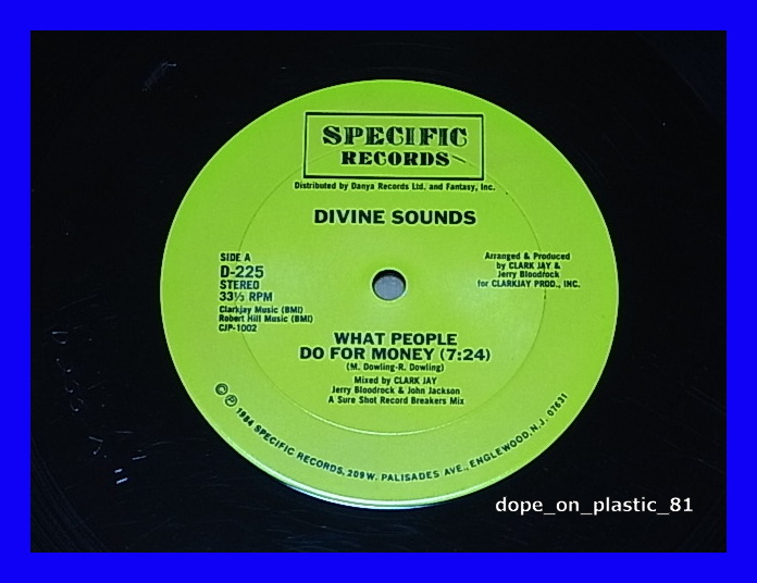 Divine Sounds / What People Do For Money / Dollar Bill Dub Dub/US Original/5点以上で送料無料、10点以上で10%割引!!!/12'_画像2